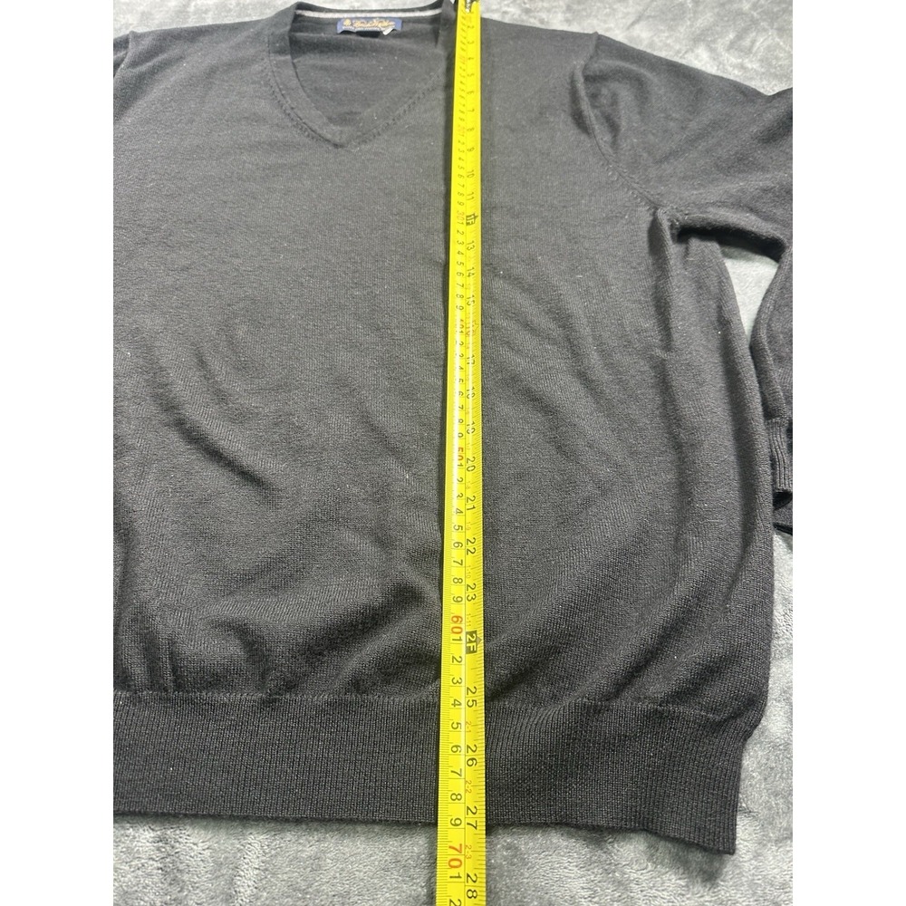 Brooks Brothers Merino Italian  Wool‎ Sweater Men's LARGE V-Neck Pullover Black - Picture 6 of 8